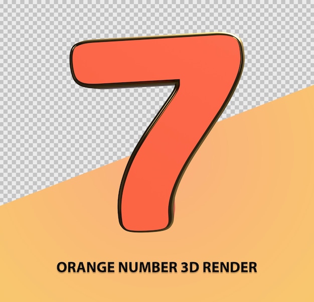 PSD oranje nummer 3d render