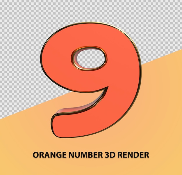 PSD oranje nummer 3d render