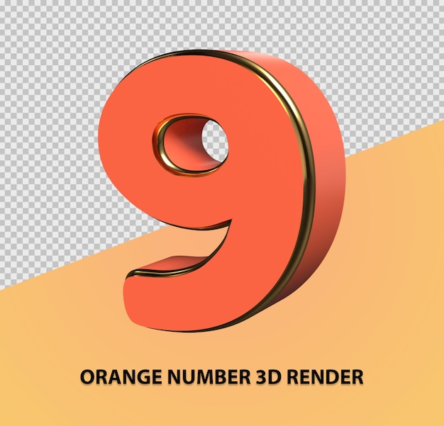 PSD oranje nummer 3d render