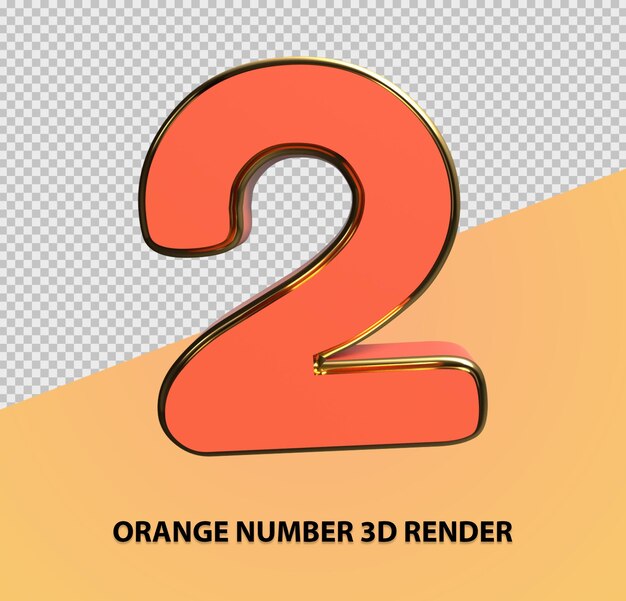 PSD oranje nummer 3d render