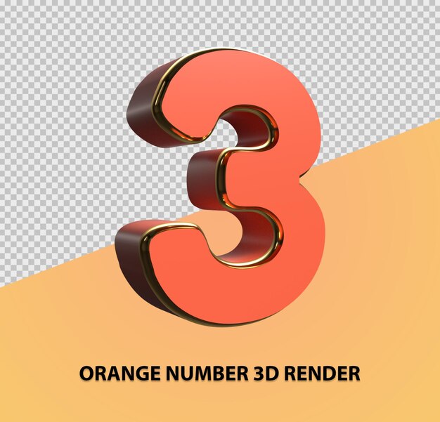 PSD oranje nummer 3d render