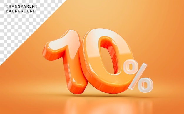 oranje realistisch glanzend 10 procent nummer symbool 3d render concept seizoensgebonden winkelen korting