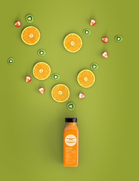 PSD oranje smoothie mock-up bovenaanzicht