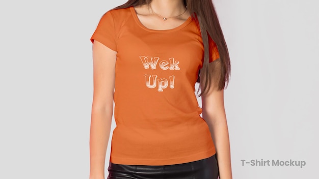 PSD oranje t-shirtmodel