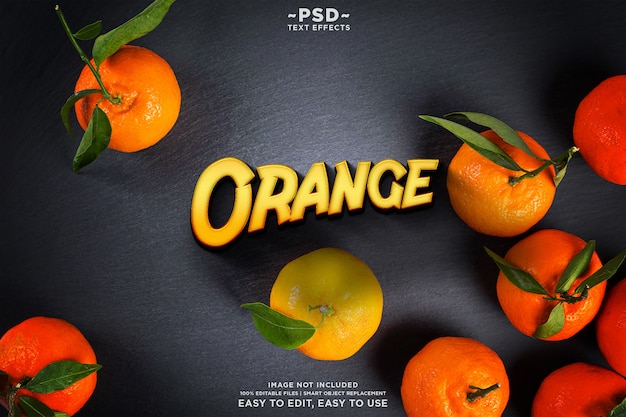 PSD oranje teksteffect sjabloon premium psd