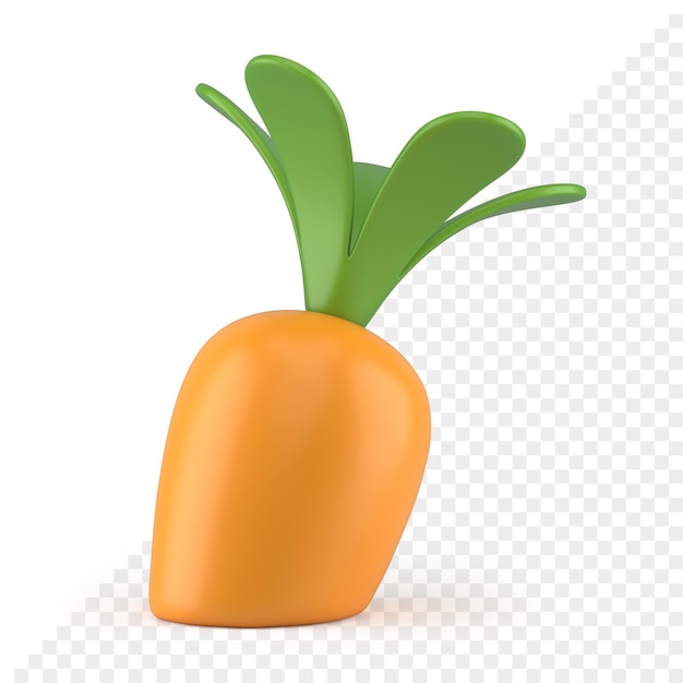 Oranje wortel met groene bladeren groeiende wortel pasen traditionele plantaardige 3d pictogram realistische illustratie