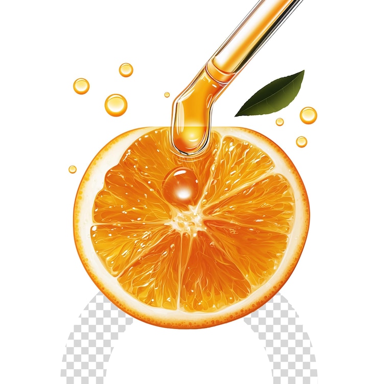 PSD oranjefruit met geïsoleerde bladeren