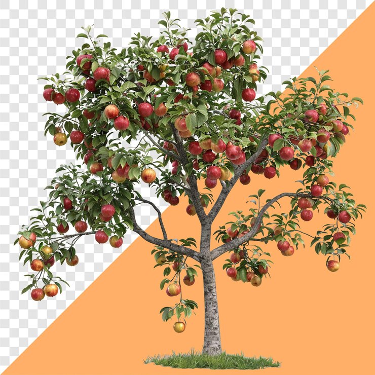 Orchard transparent background isolated image generative AI