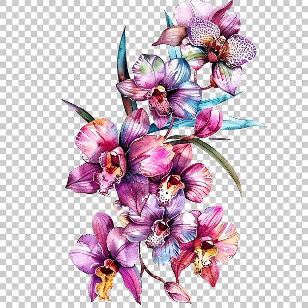 PSD orchids watercolor png with transparent background