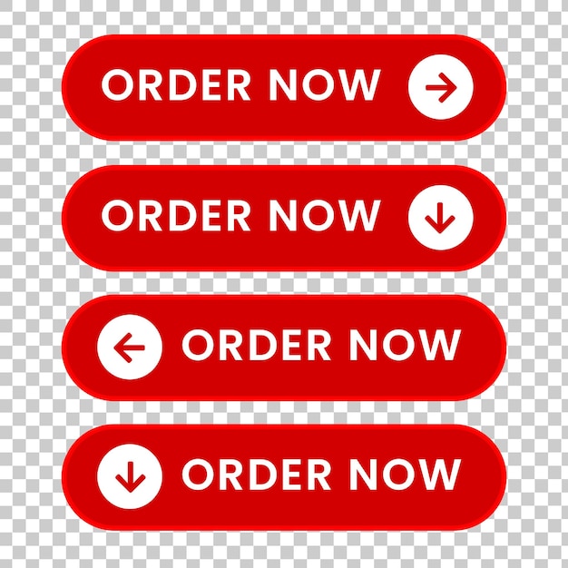 PSD Заказать сейчас кнопка со значком стрелки набор дизайн кнопка для дизайна баннера красный