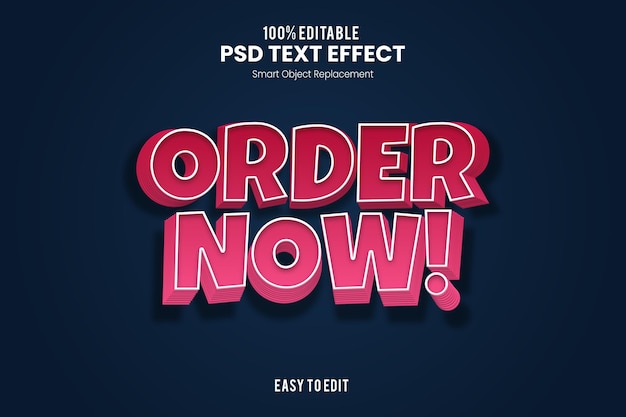 PSD order now  fun and bold 3d cartoon text effect