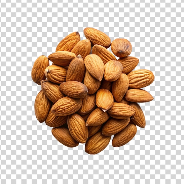 Organic almonds isolated on transparent background