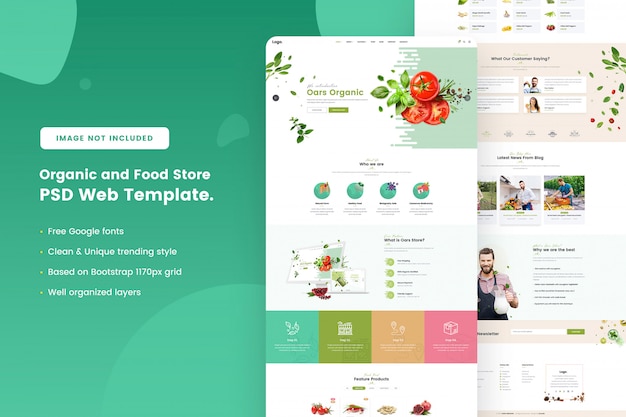 PSD 유기농 식품 매장 웹 템플릿