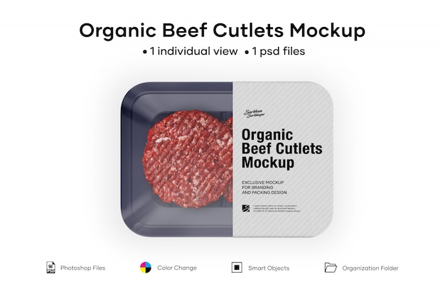 Organic beef cutlets mockup