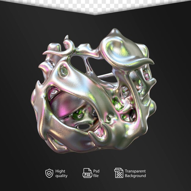 Organic chrome shape in transparent background