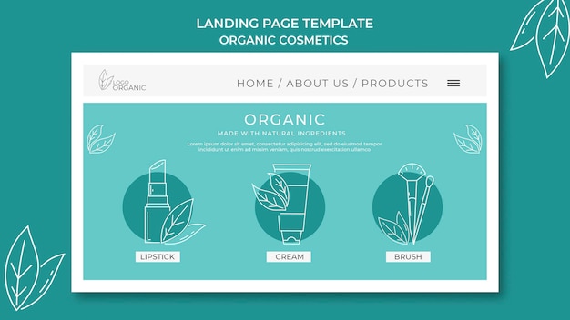 Organic cosmetics template landing page