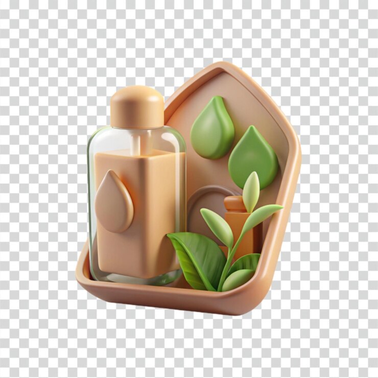 PSD organic essential oil bottle
