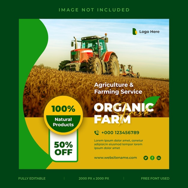 PSD organic farming agriculture services social media template