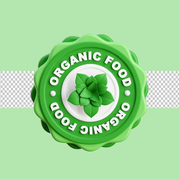 Organic Food Badge 3D Illustration
