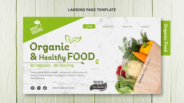 PSD organic food concept landing page template