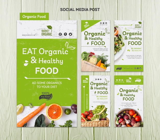 Organic food concept social media template