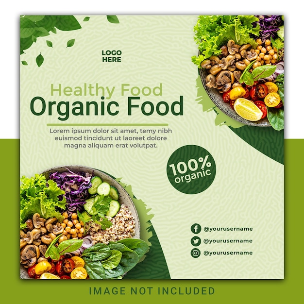 Organic food facebook and instagram post design template