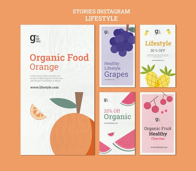 PSD organic food instagram stories