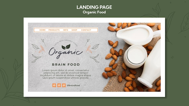 Organic food landing page template