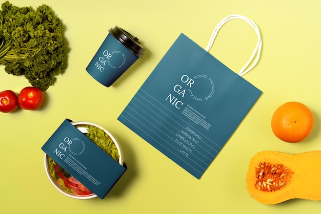 Mockup di imballaggio per alimenti biologici