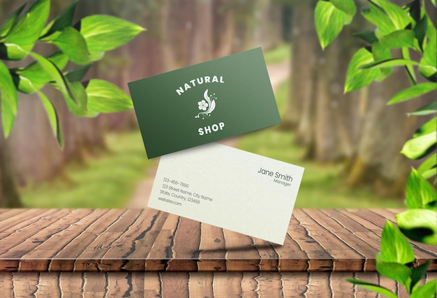 PSD organic impressions psd mockup for natural business cards
