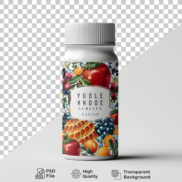 PSD organic juice bottle isolated on transparent background