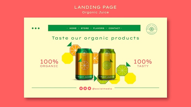 PSD organic juice  landing page  template