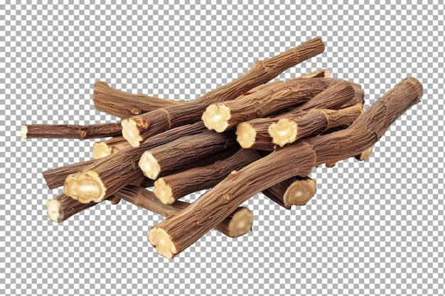 Organic Licorice Root Isolated on Transparent Background