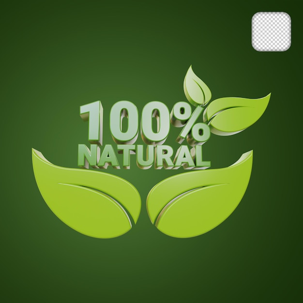 PSD organic natural 100 percent 3d illustration