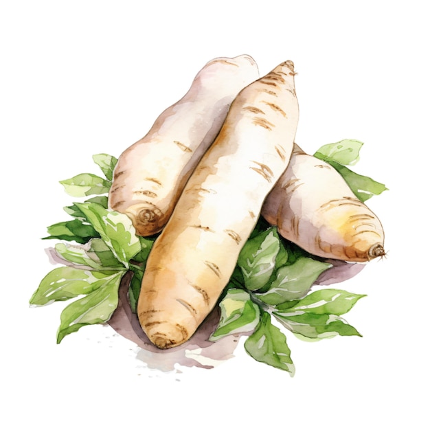 PSD organic parsnips watercolor illustration