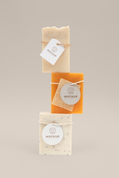 PSD organic soap bar mock-up with paper tag