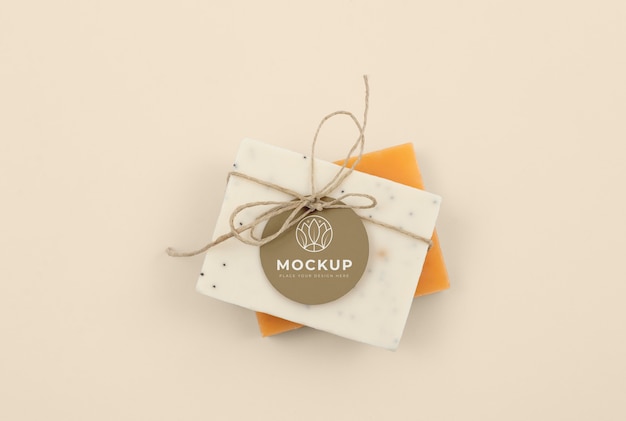 PSD organic soap bar mock-up with paper tag