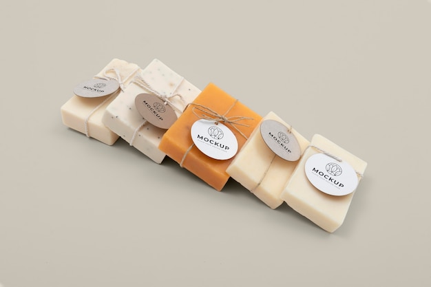 PSD organic soap bar mock-up with paper tag