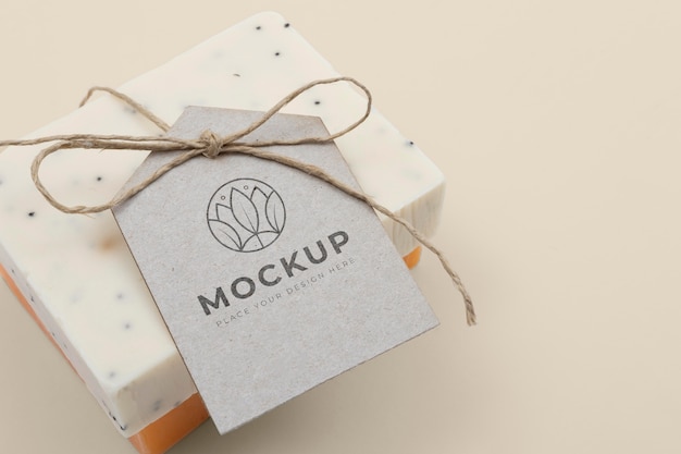 PSD organic soap bar mock-up with paper tag