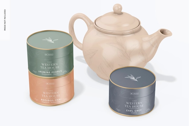 PSD organic tea boxes mockup, with kettle