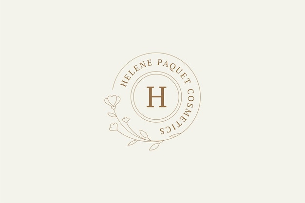 organic wildflower floral circle logo monogram with letter design template