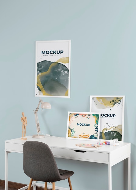 PSD mockup di set per artisti organizzato