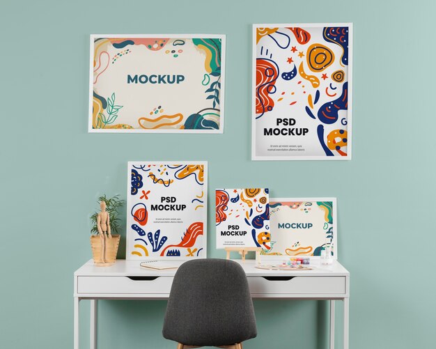 Mockup di set per artisti organizzato