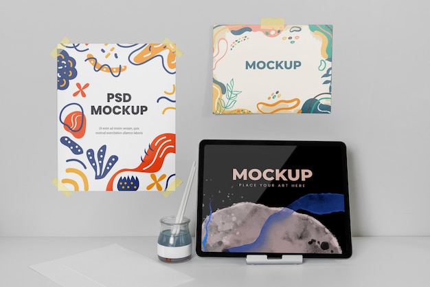 PSD organised artist set mockup