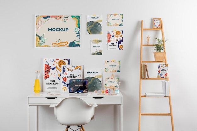 PSD organised artist set mockup