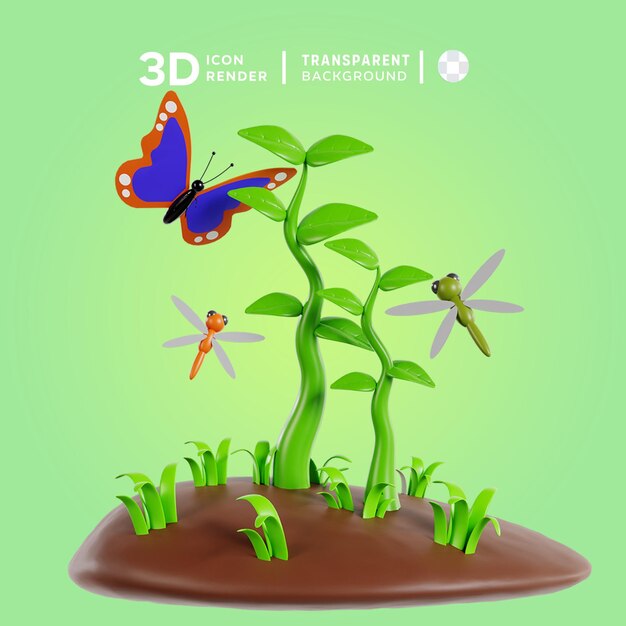 PSD organism 3d illustration rendering