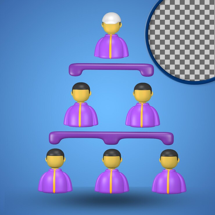 PSD organization chart creative office 3d cute themed icon for presentation or social media post