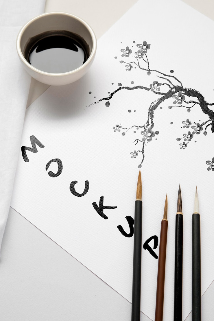 PSD oriental asian ink mock-up