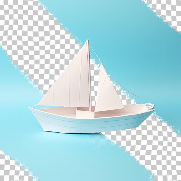 PSD Лодка из оригами, сделанная из белой бумаги на прозрачном фоне