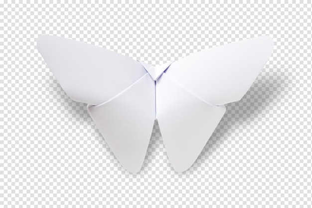 PSD origami papierowy motyl na białym tle